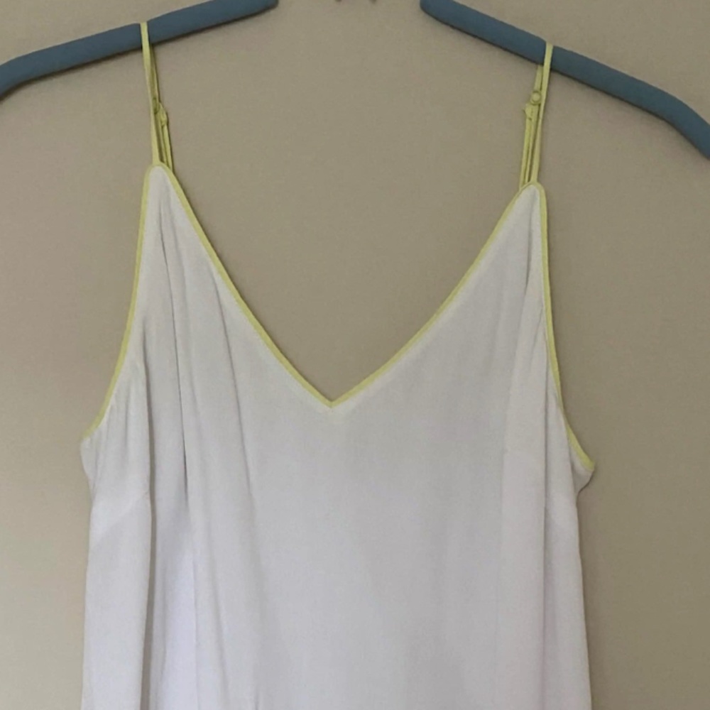 Aritzia Wilfred Free White/Neon Yellow Slip Dress